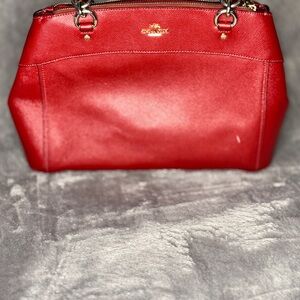 Coach Red Leather Shoulder Bag with Gold Hardware